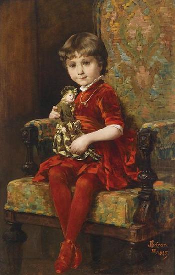 Alois Hans Schram Young Girl with Doll china oil painting image
